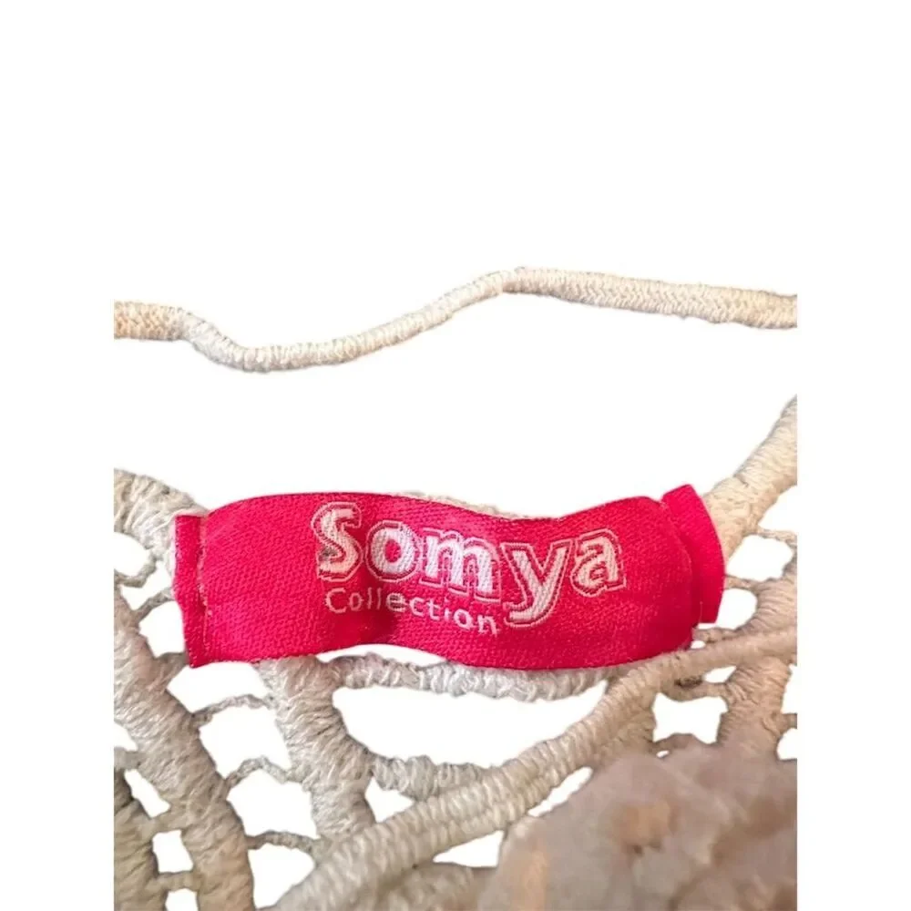 Somya Women's M Beige Butterfly Tunic Dress Cover-Up Beachwear - Picture 8 of 8